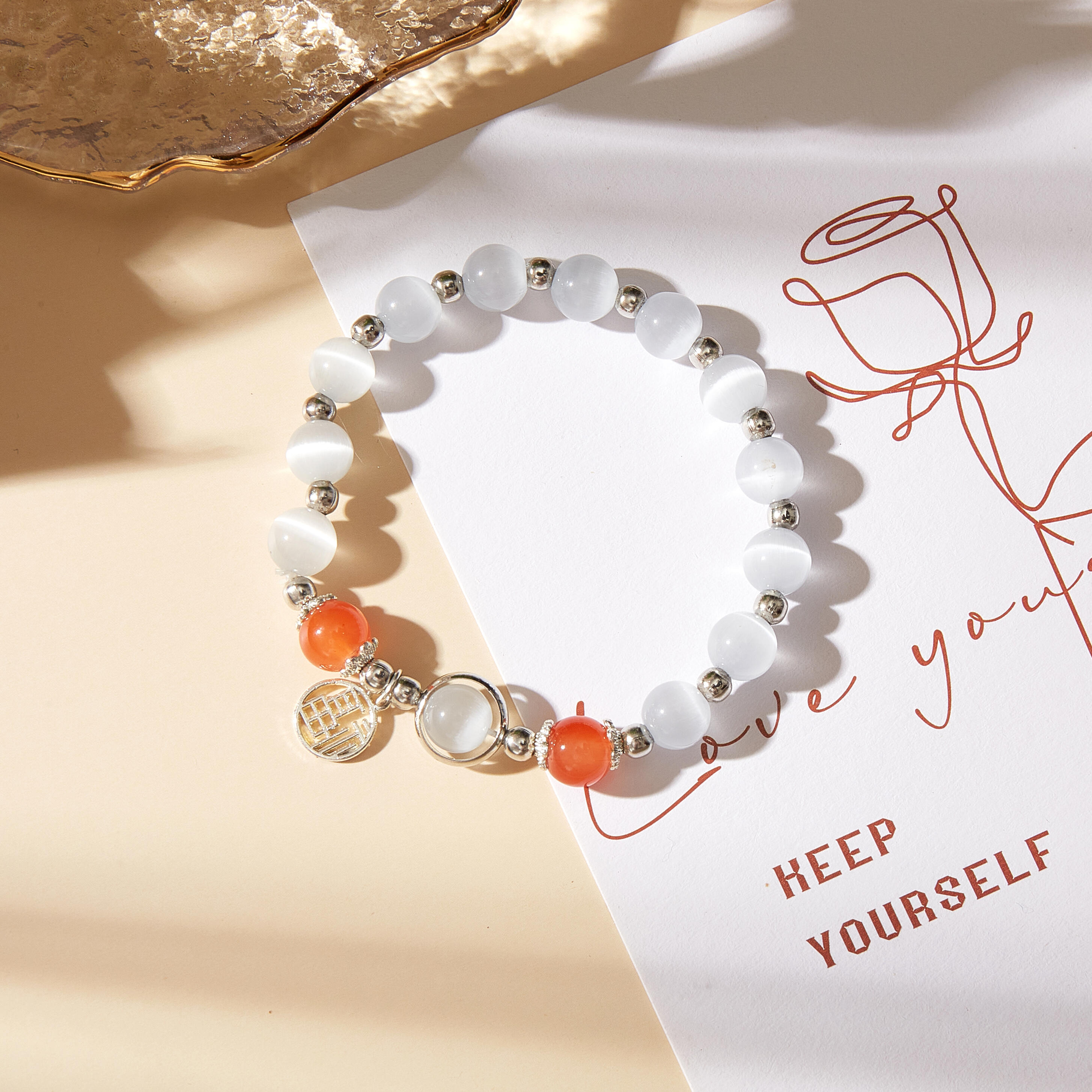 New Trendy Cat's Eye Agate-Like Bracelet | Minimalist Crystal Jewelry for Women, Ins-Inspired Niche Design